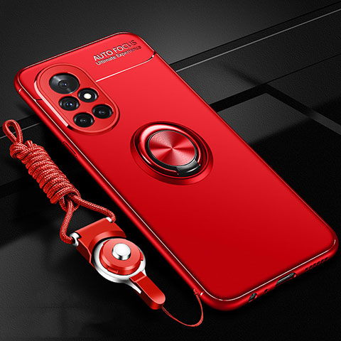 Custodia Silicone Ultra Sottile Morbida Cover con Magnetico Anello Supporto per Huawei Nova 8 5G Rosso