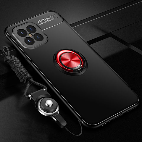 Custodia Silicone Ultra Sottile Morbida Cover con Magnetico Anello Supporto per Huawei Nova 8 SE 5G Rosso e Nero