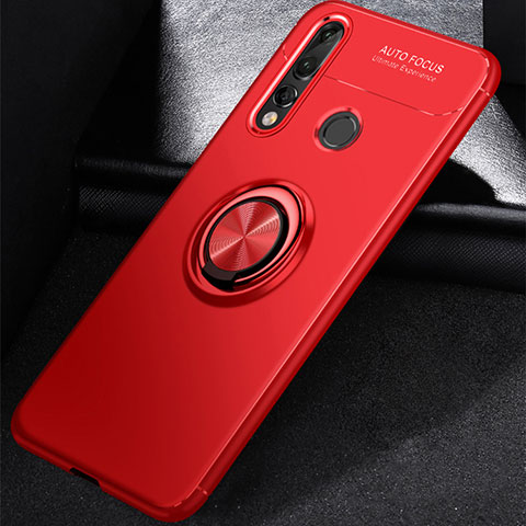 Custodia Silicone Ultra Sottile Morbida Cover con Magnetico Anello Supporto per Huawei P30 Lite New Edition Rosso