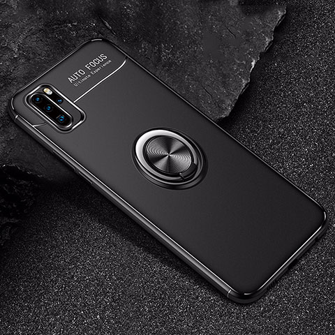 Custodia Silicone Ultra Sottile Morbida Cover con Magnetico Anello Supporto per Huawei P30 Pro New Edition Nero