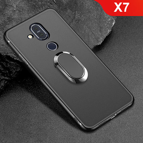 Custodia Silicone Ultra Sottile Morbida Cover con Magnetico Anello Supporto per Nokia X7 Nero