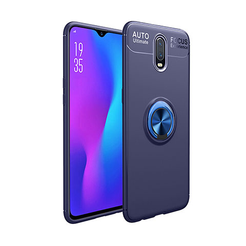 Custodia Silicone Ultra Sottile Morbida Cover con Magnetico Anello Supporto per OnePlus 7 Blu