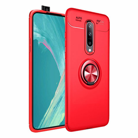 Custodia Silicone Ultra Sottile Morbida Cover con Magnetico Anello Supporto per OnePlus 7 Pro Rosso