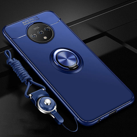 Custodia Silicone Ultra Sottile Morbida Cover con Magnetico Anello Supporto per OnePlus 7T Blu