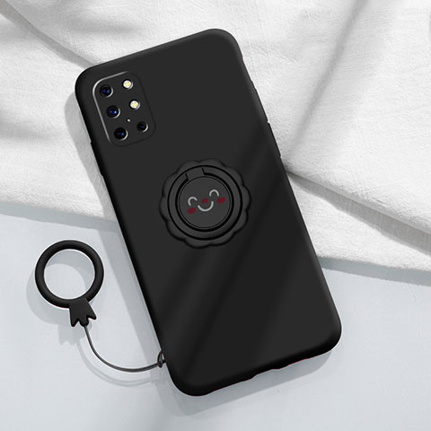 Custodia Silicone Ultra Sottile Morbida Cover con Magnetico Anello Supporto per OnePlus 8T 5G Nero