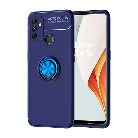 Custodia Silicone Ultra Sottile Morbida Cover con Magnetico Anello Supporto per OnePlus Nord N100 Blu