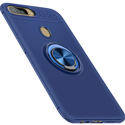 Custodia Silicone Ultra Sottile Morbida Cover con Magnetico Anello Supporto per Oppo AX7 Blu