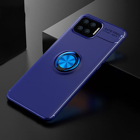 Custodia Silicone Ultra Sottile Morbida Cover con Magnetico Anello Supporto per Oppo F17 Pro Blu