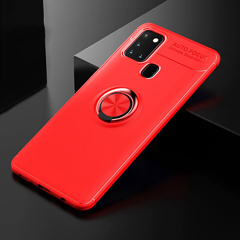 Custodia Silicone Ultra Sottile Morbida Cover con Magnetico Anello Supporto per Samsung Galaxy A21s Rosso
