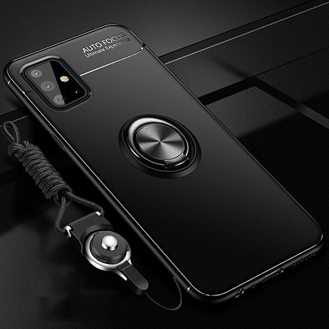Custodia Silicone Ultra Sottile Morbida Cover con Magnetico Anello Supporto per Samsung Galaxy A51 4G Nero