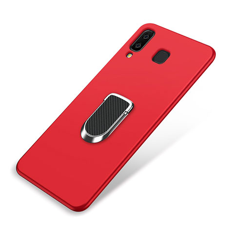 Custodia Silicone Ultra Sottile Morbida Cover con Magnetico Anello Supporto per Samsung Galaxy A8 Star Rosso