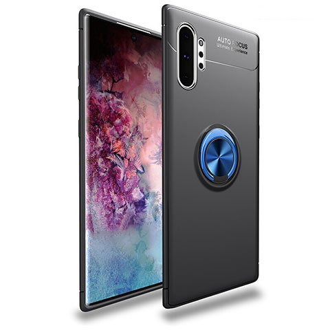 Custodia Silicone Ultra Sottile Morbida Cover con Magnetico Anello Supporto per Samsung Galaxy Note 10 Plus 5G Blu e Nero