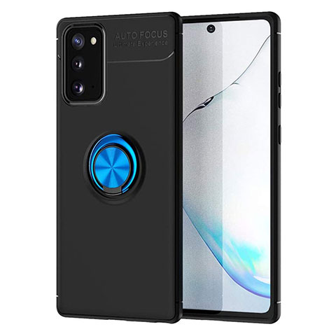 Custodia Silicone Ultra Sottile Morbida Cover con Magnetico Anello Supporto per Samsung Galaxy Note 20 5G Blu e Nero