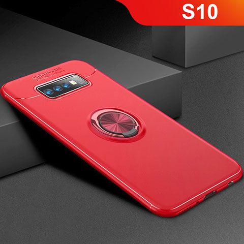 Custodia Silicone Ultra Sottile Morbida Cover con Magnetico Anello Supporto per Samsung Galaxy S10 5G Rosso
