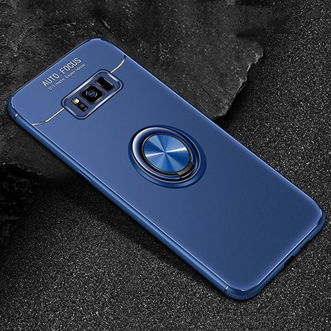 Custodia Silicone Ultra Sottile Morbida Cover con Magnetico Anello Supporto per Samsung Galaxy S8 Blu