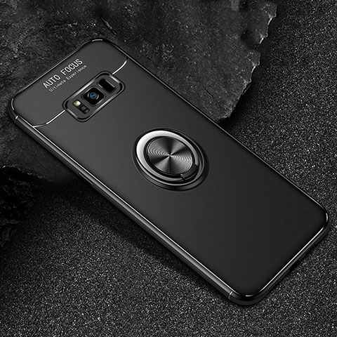 Custodia Silicone Ultra Sottile Morbida Cover con Magnetico Anello Supporto per Samsung Galaxy S8 Nero