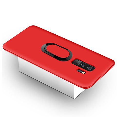 Custodia Silicone Ultra Sottile Morbida Cover con Magnetico Anello Supporto per Samsung Galaxy S9 Plus Rosso