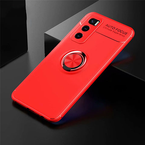 Custodia Silicone Ultra Sottile Morbida Cover con Magnetico Anello Supporto per Vivo V20 SE Rosso