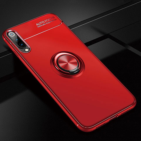 Custodia Silicone Ultra Sottile Morbida Cover con Magnetico Anello Supporto per Xiaomi CC9e Rosso