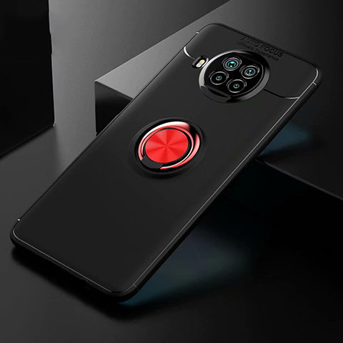 Custodia Silicone Ultra Sottile Morbida Cover con Magnetico Anello Supporto per Xiaomi Mi 10T Lite 5G Rosso e Nero