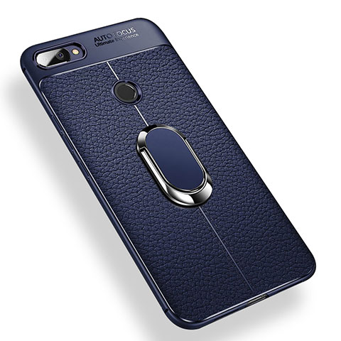 Custodia Silicone Ultra Sottile Morbida Cover con Magnetico Anello Supporto per Xiaomi Mi 8 Lite Blu
