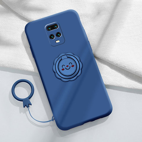 Custodia Silicone Ultra Sottile Morbida Cover con Magnetico Anello Supporto per Xiaomi Redmi 10X 5G Blu