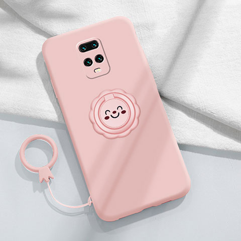 Custodia Silicone Ultra Sottile Morbida Cover con Magnetico Anello Supporto per Xiaomi Redmi 10X 5G Rosa