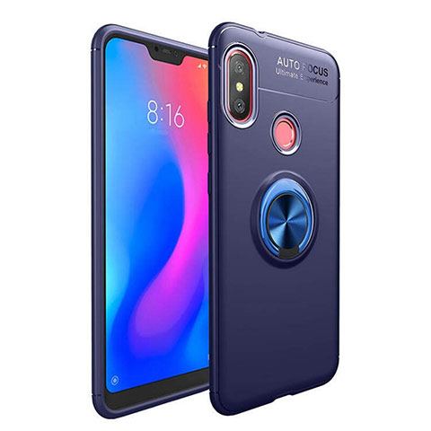 Custodia Silicone Ultra Sottile Morbida Cover con Magnetico Anello Supporto per Xiaomi Redmi 6 Pro Blu