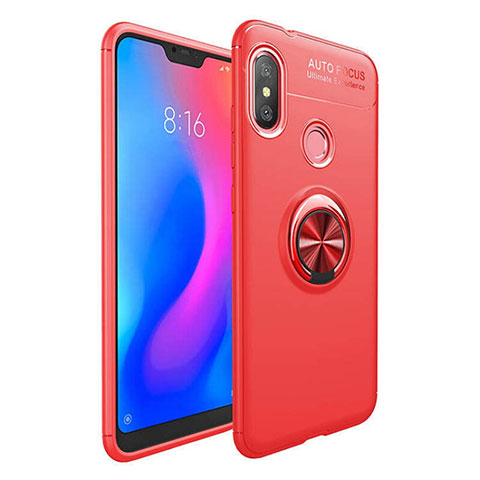 Custodia Silicone Ultra Sottile Morbida Cover con Magnetico Anello Supporto per Xiaomi Redmi 6 Pro Rosso