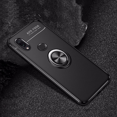 Custodia Silicone Ultra Sottile Morbida Cover con Magnetico Anello Supporto per Xiaomi Redmi Note 7 Pro Nero