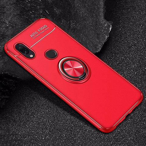 Custodia Silicone Ultra Sottile Morbida Cover con Magnetico Anello Supporto per Xiaomi Redmi Note 7 Pro Rosso