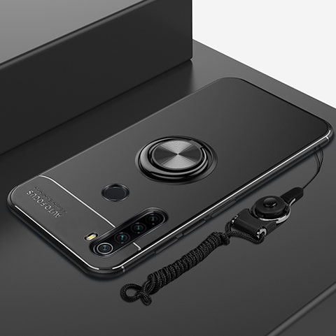 Custodia Silicone Ultra Sottile Morbida Cover con Magnetico Anello Supporto per Xiaomi Redmi Note 8 (2021) Nero