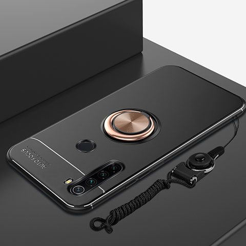 Custodia Silicone Ultra Sottile Morbida Cover con Magnetico Anello Supporto per Xiaomi Redmi Note 8 Oro e Nero