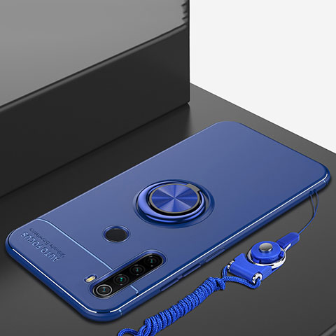 Custodia Silicone Ultra Sottile Morbida Cover con Magnetico Anello Supporto per Xiaomi Redmi Note 8T Blu