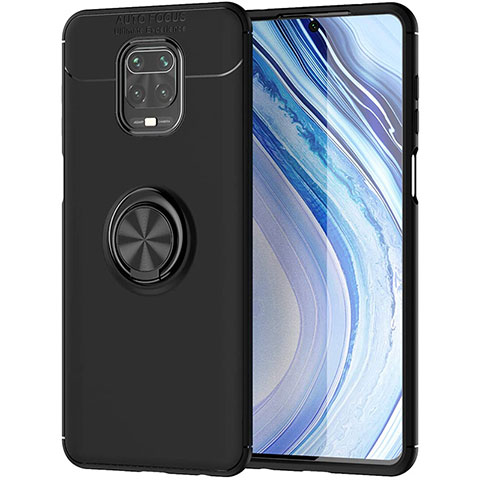 Custodia Silicone Ultra Sottile Morbida Cover con Magnetico Anello Supporto per Xiaomi Redmi Note 9S Nero