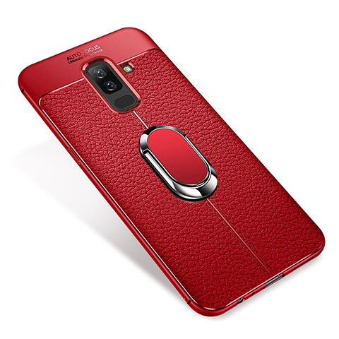 Custodia Silicone Ultra Sottile Morbida Cover con Magnetico Anello Supporto S01 per Samsung Galaxy A6 Plus (2018) Rosso