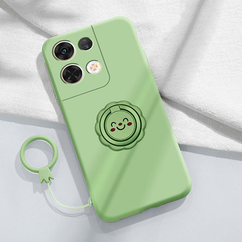 Custodia Silicone Ultra Sottile Morbida Cover con Magnetico Anello Supporto S01 per Xiaomi Redmi Note 13 Pro 5G Verde