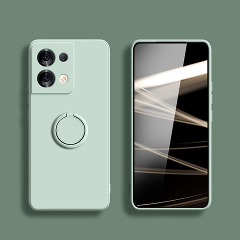 Custodia Silicone Ultra Sottile Morbida Cover con Magnetico Anello Supporto S05 per Xiaomi Redmi Note 13 Pro 5G Verde Pastello