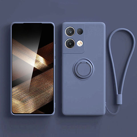 Custodia Silicone Ultra Sottile Morbida Cover con Magnetico Anello Supporto S06 per Xiaomi Redmi Note 13 5G Grigio Lavanda