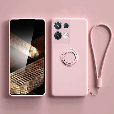 Custodia Silicone Ultra Sottile Morbida Cover con Magnetico Anello Supporto S06 per Xiaomi Redmi Note 13 5G Rosa