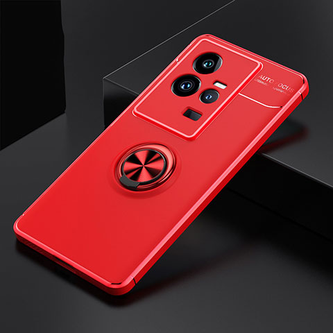 Custodia Silicone Ultra Sottile Morbida Cover con Magnetico Anello Supporto SD1 per Vivo iQOO 11 5G Rosso
