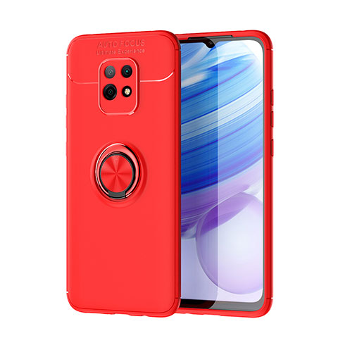 Custodia Silicone Ultra Sottile Morbida Cover con Magnetico Anello Supporto SD1 per Xiaomi Redmi 10X Pro 5G Rosso