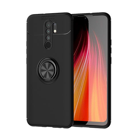 Custodia Silicone Ultra Sottile Morbida Cover con Magnetico Anello Supporto SD1 per Xiaomi Redmi 9 Nero