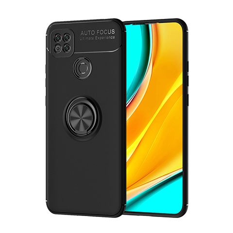 Custodia Silicone Ultra Sottile Morbida Cover con Magnetico Anello Supporto SD1 per Xiaomi Redmi 9C NFC Nero