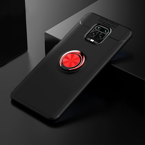 Custodia Silicone Ultra Sottile Morbida Cover con Magnetico Anello Supporto SD1 per Xiaomi Redmi Note 9 Pro Rosso e Nero