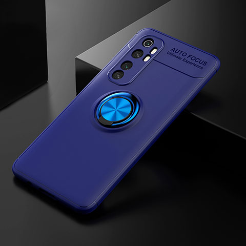Custodia Silicone Ultra Sottile Morbida Cover con Magnetico Anello Supporto SD2 per Xiaomi Mi Note 10 Lite Blu