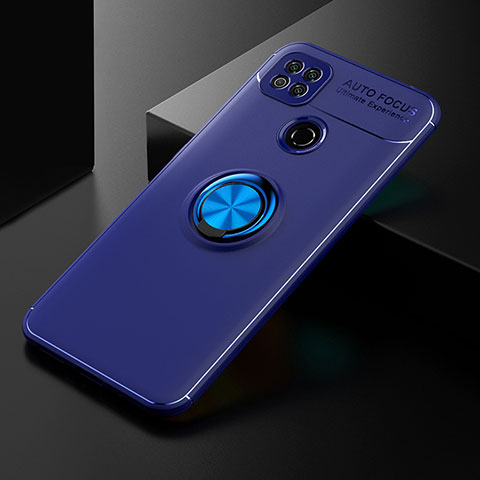 Custodia Silicone Ultra Sottile Morbida Cover con Magnetico Anello Supporto SD2 per Xiaomi Redmi 9C NFC Blu