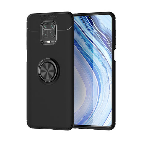 Custodia Silicone Ultra Sottile Morbida Cover con Magnetico Anello Supporto SD2 per Xiaomi Redmi Note 9 Pro Max Nero