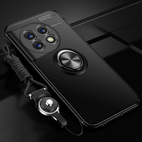 Custodia Silicone Ultra Sottile Morbida Cover con Magnetico Anello Supporto SD3 per OnePlus 11 5G Nero