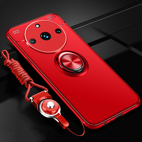 Custodia Silicone Ultra Sottile Morbida Cover con Magnetico Anello Supporto SD3 per Realme 11 Pro+ Plus 5G Rosso